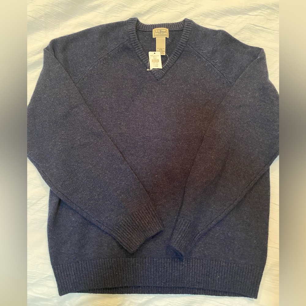 LL Bean men’s wool navy sweater- new with tags